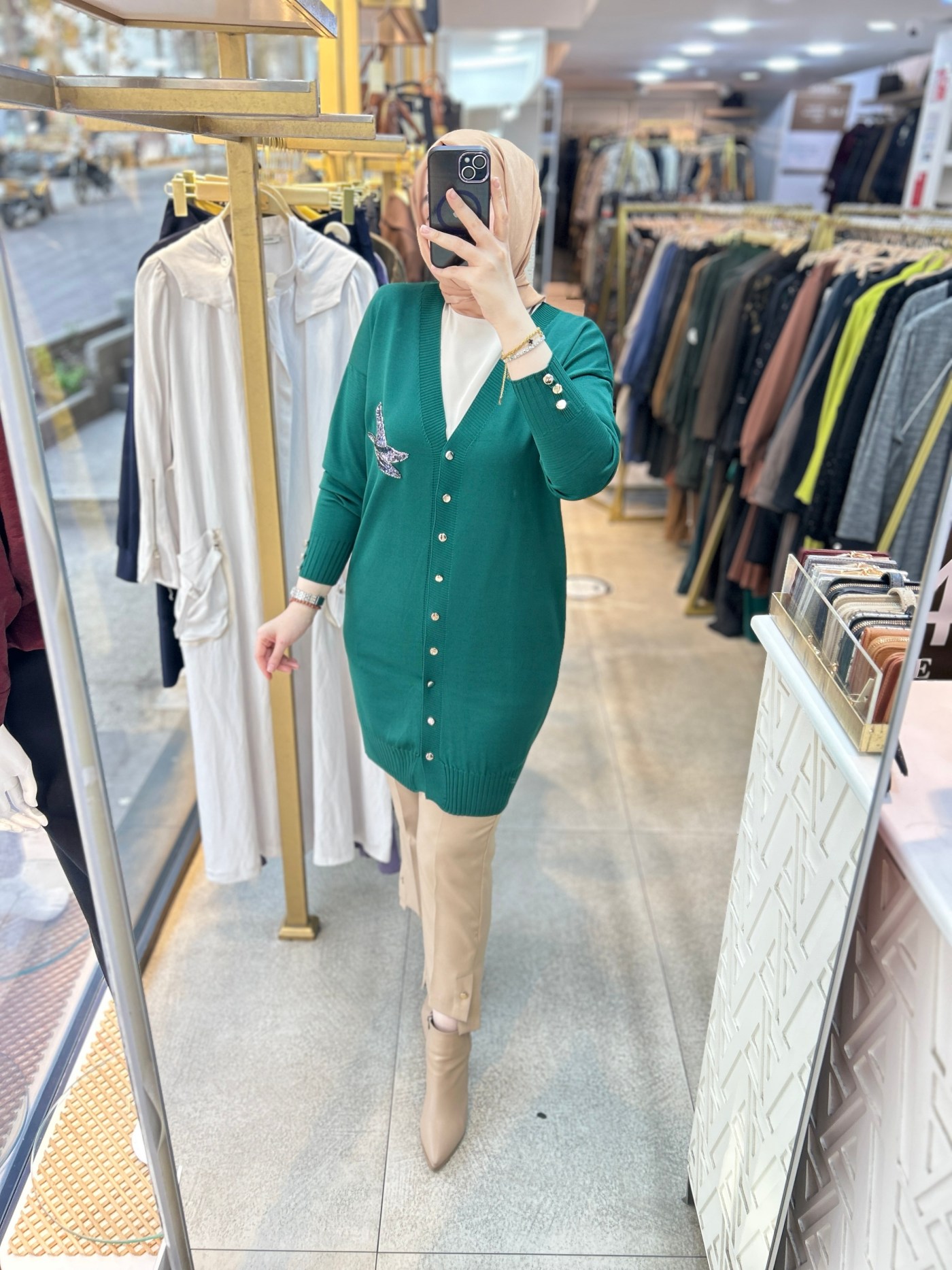 3207 Kuş Detaylı Tunik