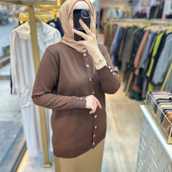 1705 KENDİSİNDEN DESENLİ TRİKO HIRKA - Görsel 37