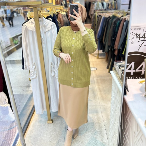 1705 KENDİSİNDEN DESENLİ TRİKO HIRKA - Görsel 30