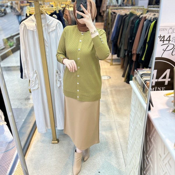 1705 KENDİSİNDEN DESENLİ TRİKO HIRKA - Görsel 29