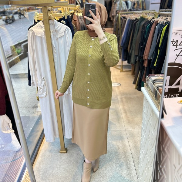 1705 KENDİSİNDEN DESENLİ TRİKO HIRKA - Görsel 27