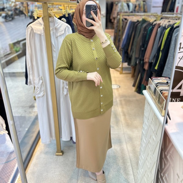 1705 KENDİSİNDEN DESENLİ TRİKO HIRKA - Görsel 36