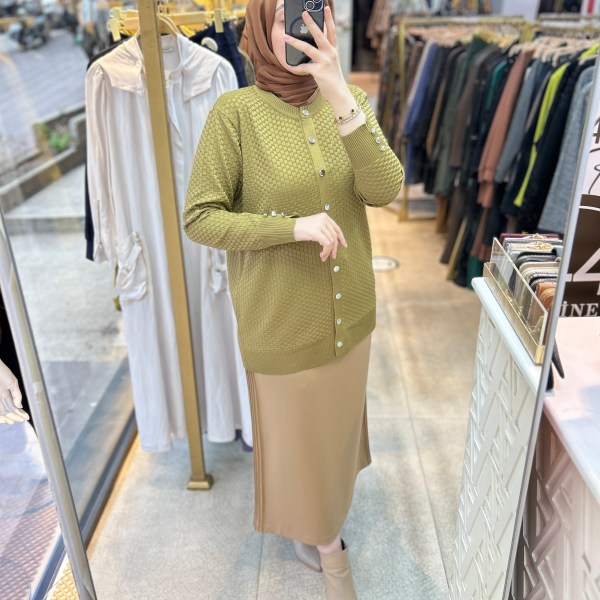 1705 KENDİSİNDEN DESENLİ TRİKO HIRKA - Görsel 25