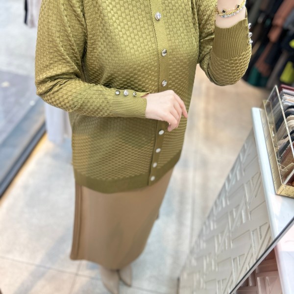 1705 KENDİSİNDEN DESENLİ TRİKO HIRKA - Görsel 31