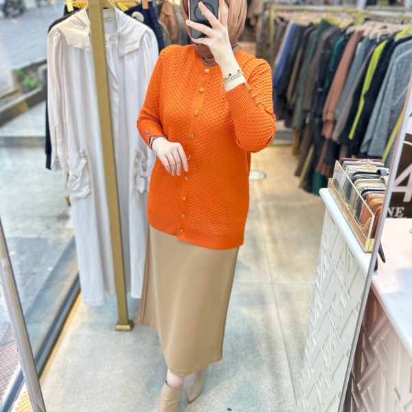 1705 KENDİSİNDEN DESENLİ TRİKO HIRKA - Görsel 23