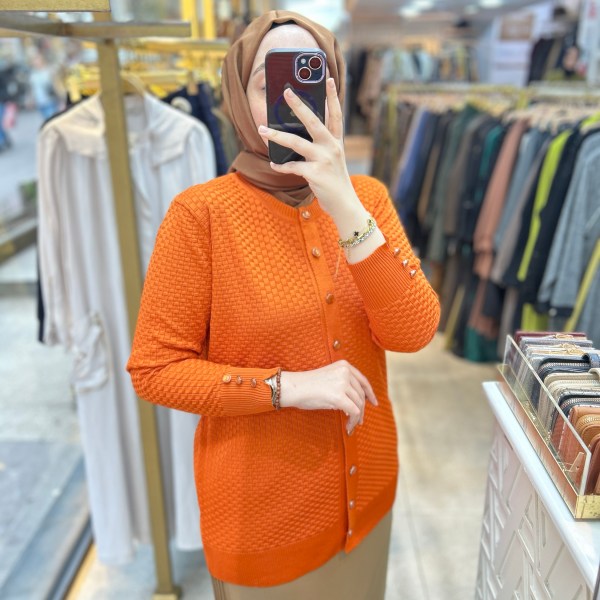 1705 KENDİSİNDEN DESENLİ TRİKO HIRKA - Görsel 22