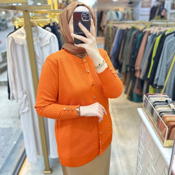 1705 KENDİSİNDEN DESENLİ TRİKO HIRKA - Görsel 35