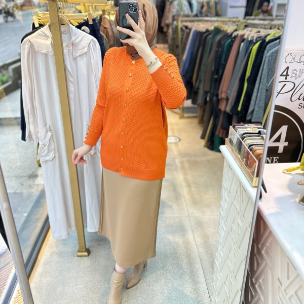 1705 KENDİSİNDEN DESENLİ TRİKO HIRKA - Görsel 20