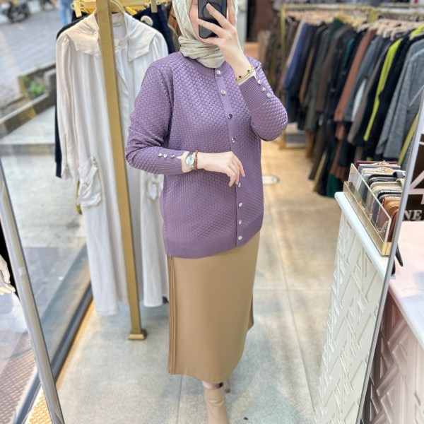 1705 KENDİSİNDEN DESENLİ TRİKO HIRKA - Görsel 17