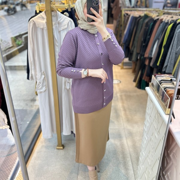 1705 KENDİSİNDEN DESENLİ TRİKO HIRKA - Görsel 16