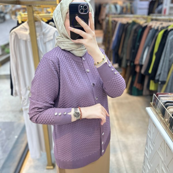 1705 KENDİSİNDEN DESENLİ TRİKO HIRKA - Görsel 14