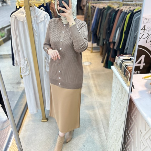 1705 KENDİSİNDEN DESENLİ TRİKO HIRKA - Görsel 11