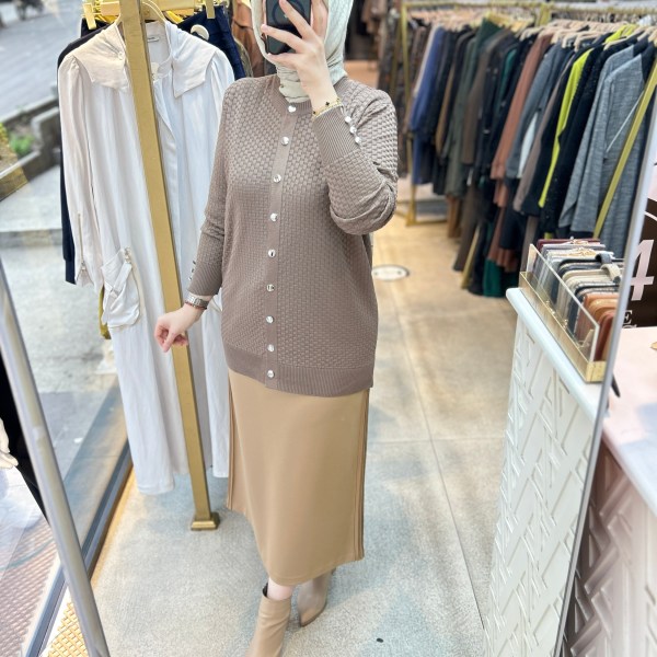 1705 KENDİSİNDEN DESENLİ TRİKO HIRKA - Görsel 9