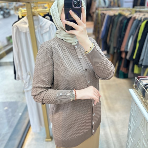 1705 KENDİSİNDEN DESENLİ TRİKO HIRKA - Görsel 34