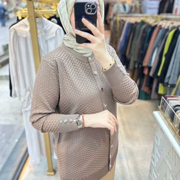 1705 KENDİSİNDEN DESENLİ TRİKO HIRKA - Görsel 6