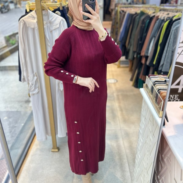 9004 Düğme Detaylı Elbise - Görsel 16