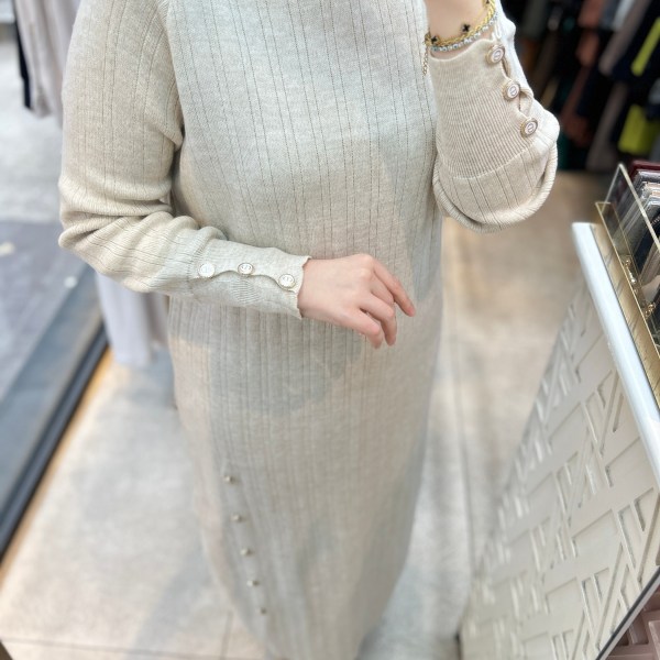 9004 Düğme Detaylı Elbise - Görsel 11