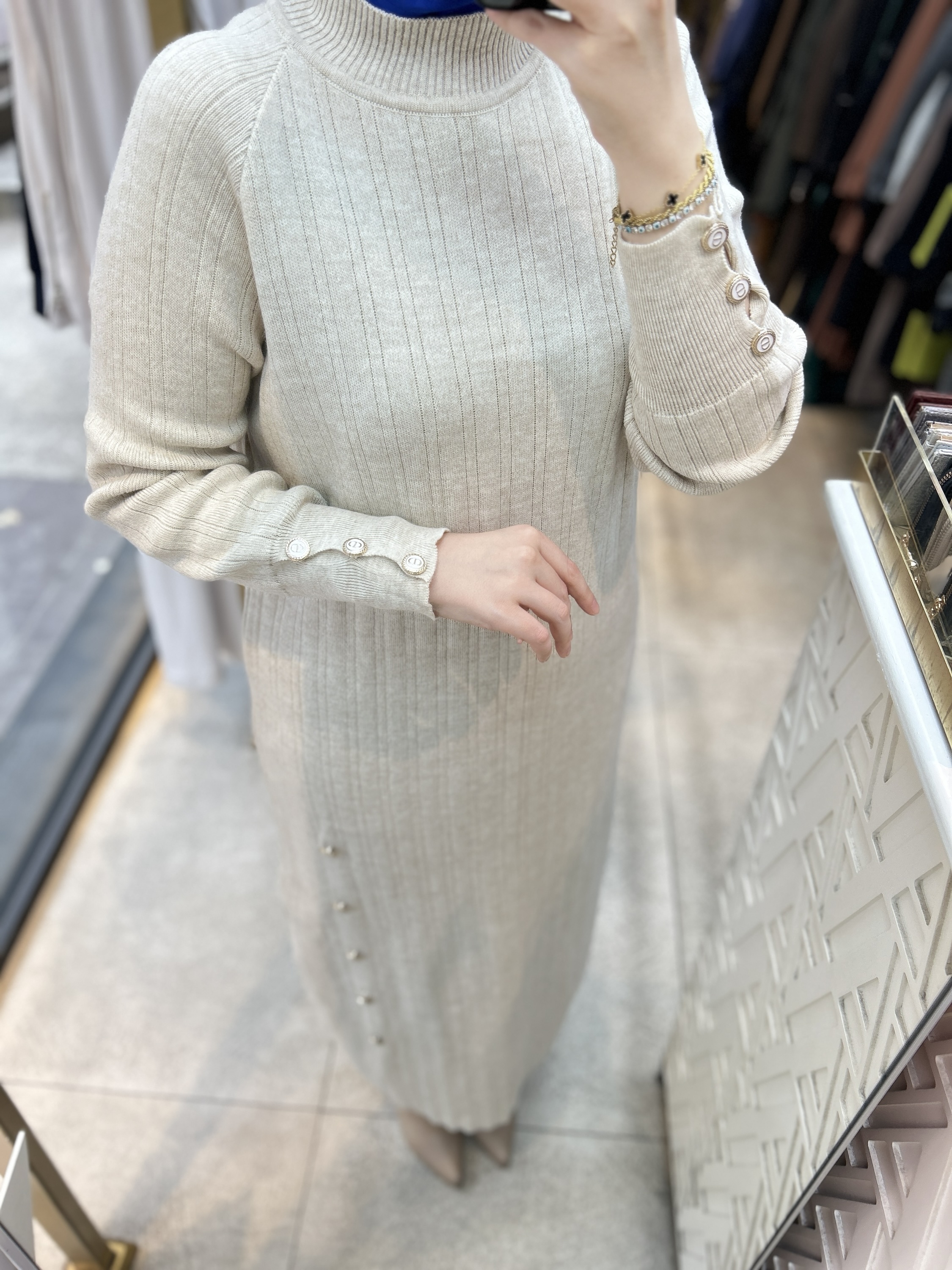 9004 Düğme Detaylı Elbise - Görsel 11