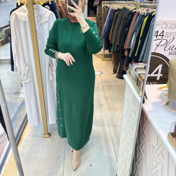 9004 Düğme Detaylı Elbise - Görsel 20