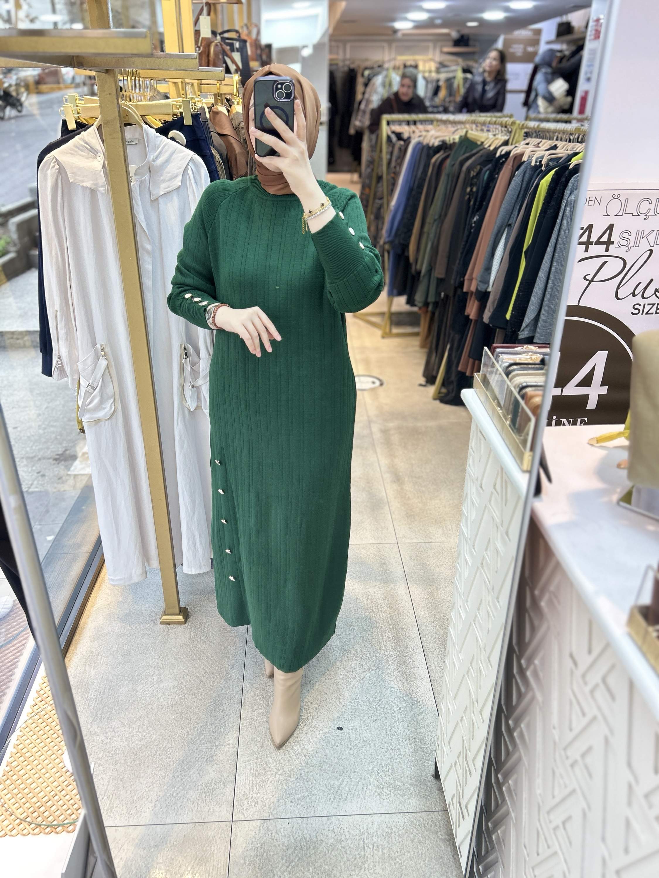 9004 Düğme Detaylı Elbise - Görsel 20