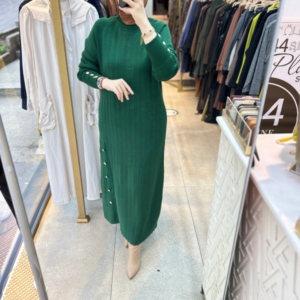 9004 Düğme Detaylı Elbise - Görsel 10