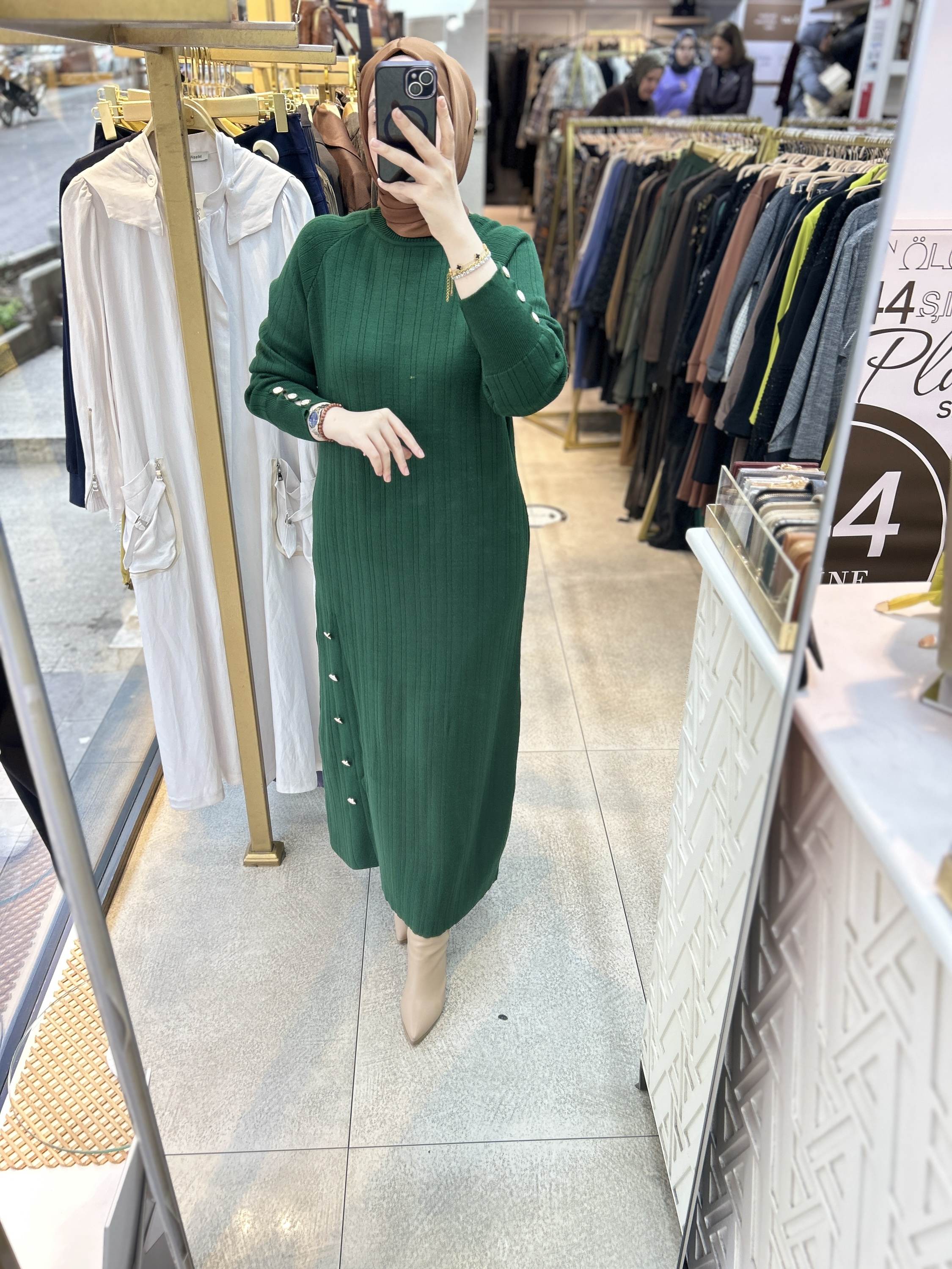 9004 Düğme Detaylı Elbise - Görsel 10