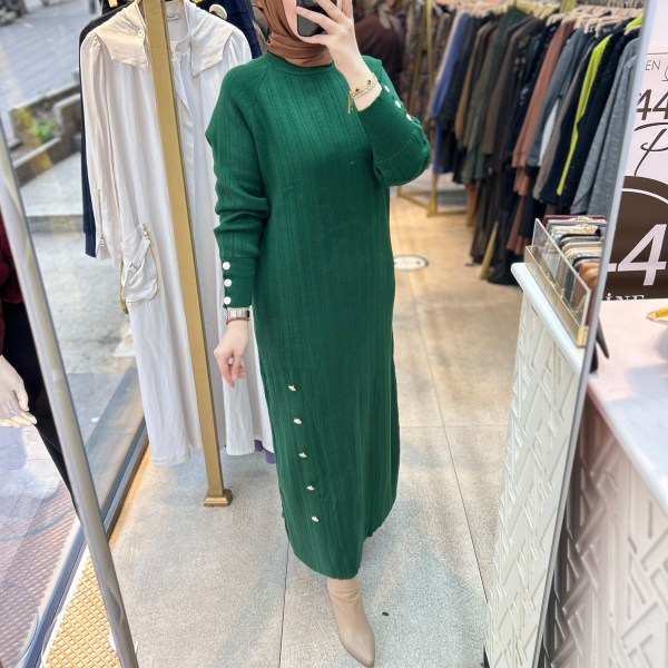 9004 Düğme Detaylı Elbise - Görsel 7