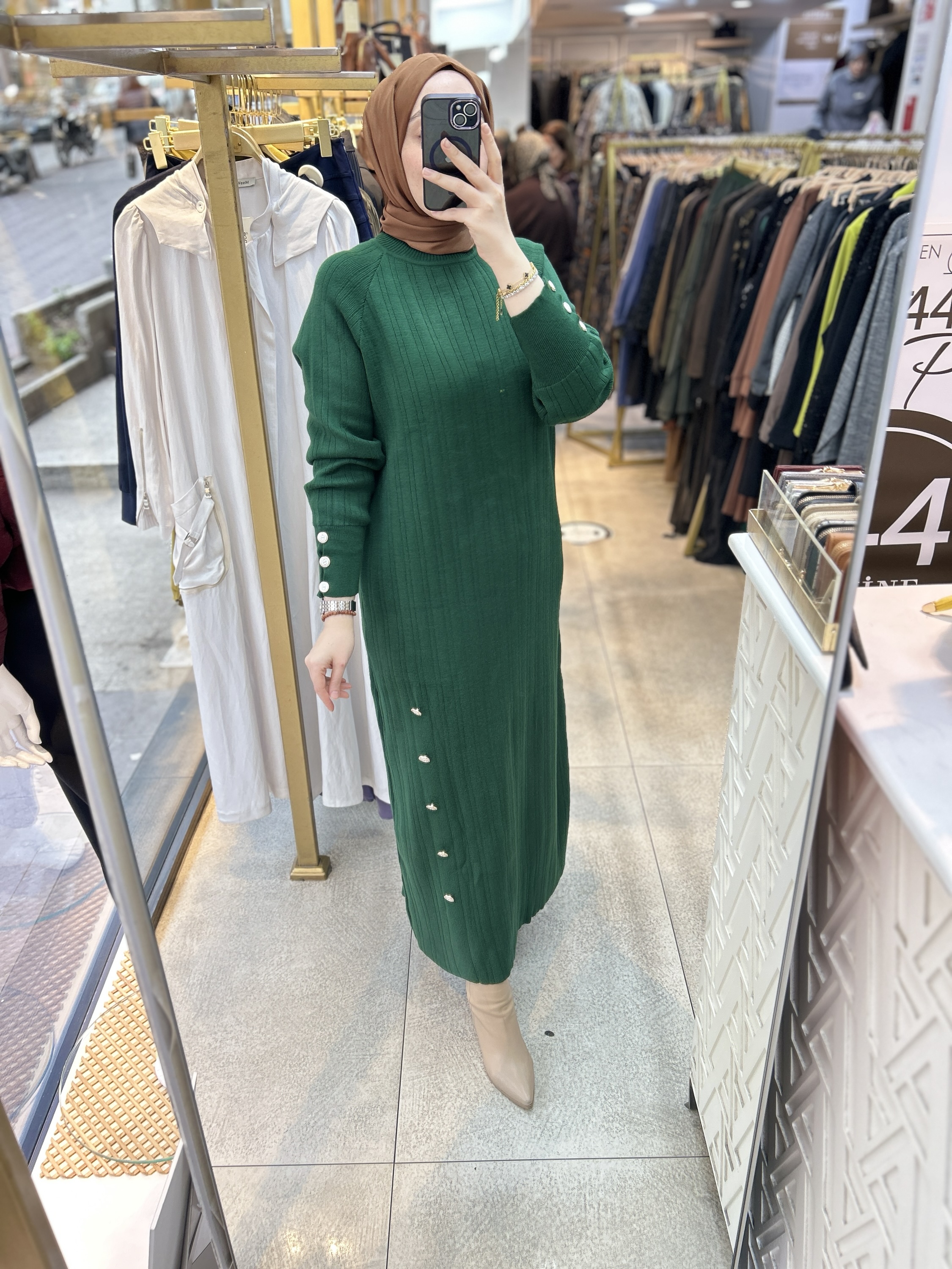 9004 Düğme Detaylı Elbise - Görsel 7