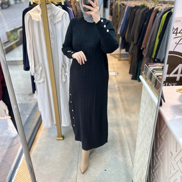 9004 Düğme Detaylı Elbise - Görsel 2