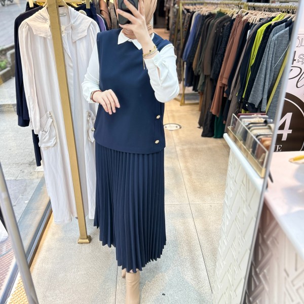 25K6007 BELLİ PİLİSELİ ETEKLİ TAKIM - Görsel 2