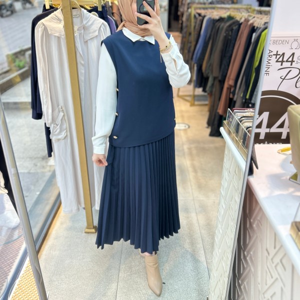 25K6007 BELLİ PİLİSELİ ETEKLİ TAKIM - Görsel 1