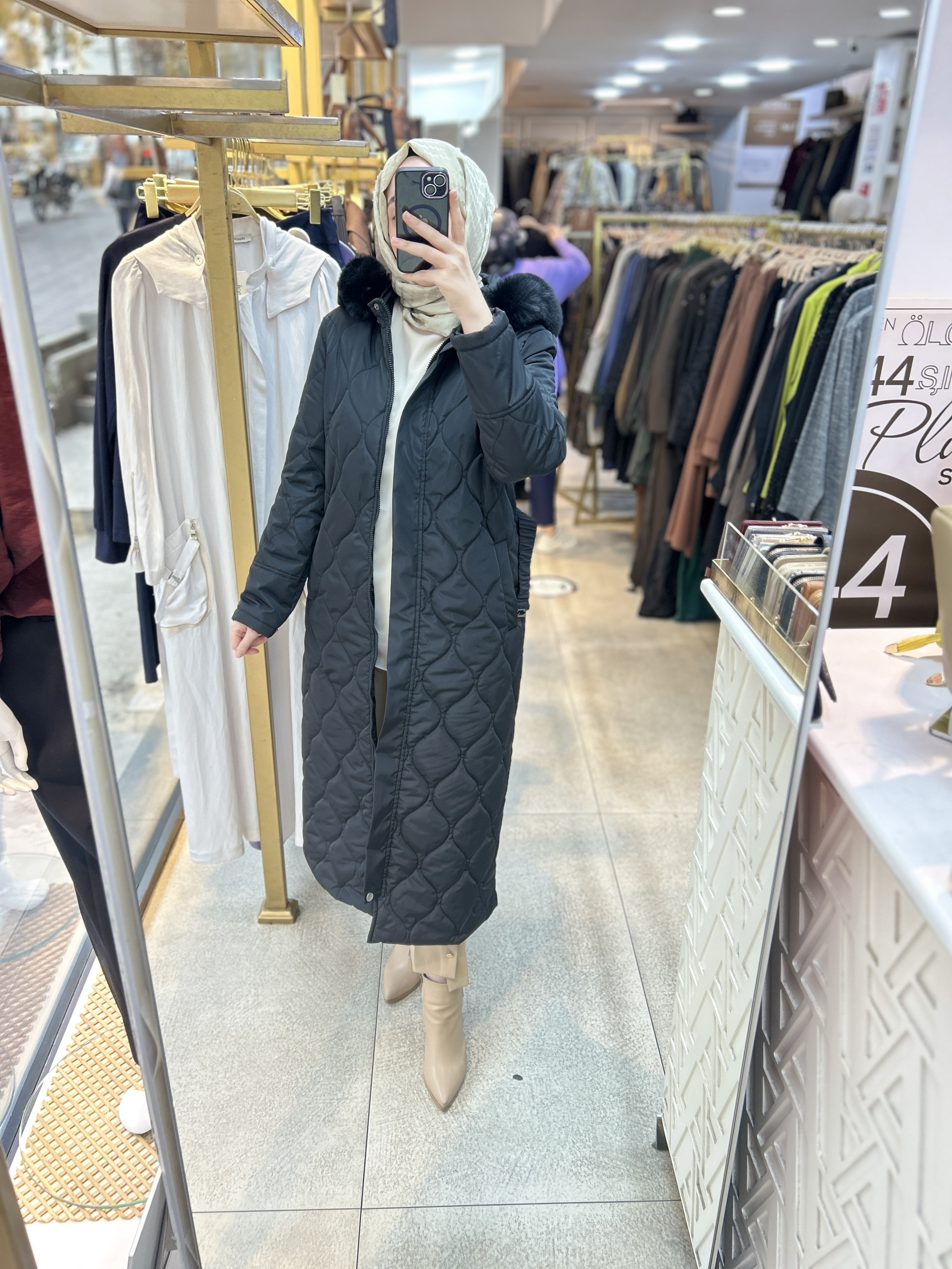 25K7001 KEMERLİ KAPŞONLU KAPİTONE MONT - Görsel 22