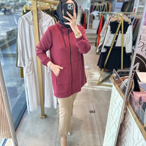 983 Oysho Kumaş Fermuarlı Kap - Görsel 1