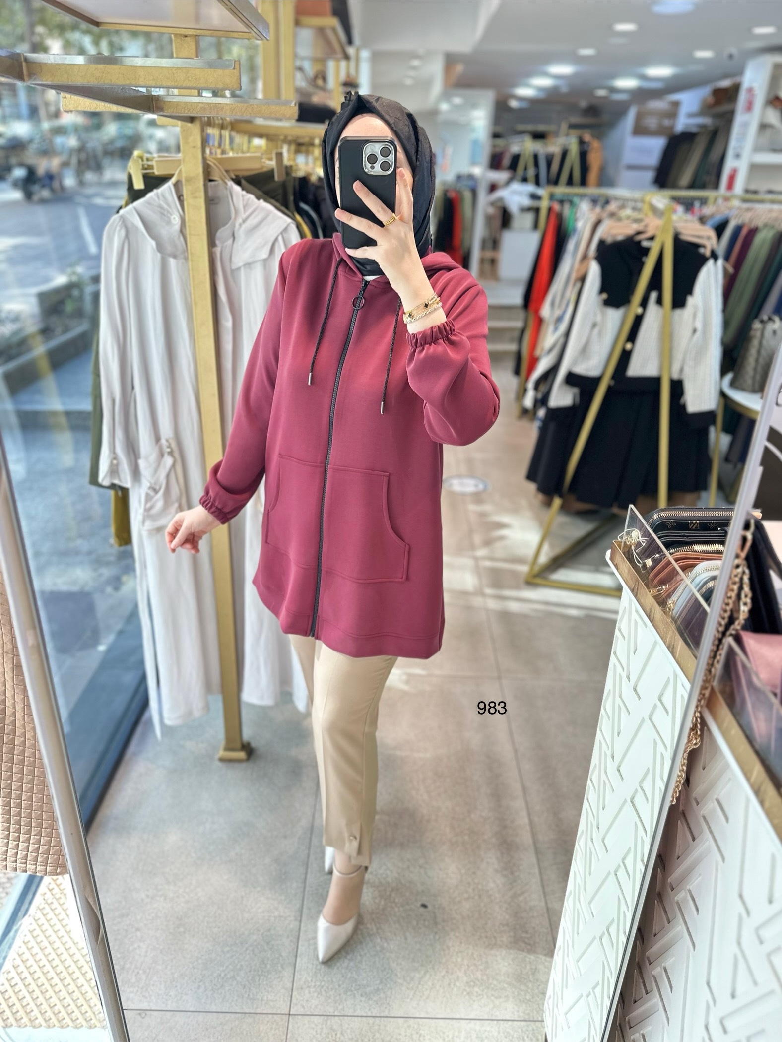 983 Oysho Kumaş Fermuarlı Kap - Görsel 3