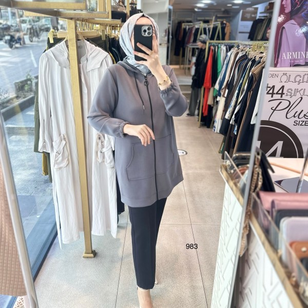 983 Oysho Kumaş Fermuarlı Kap - Görsel 6