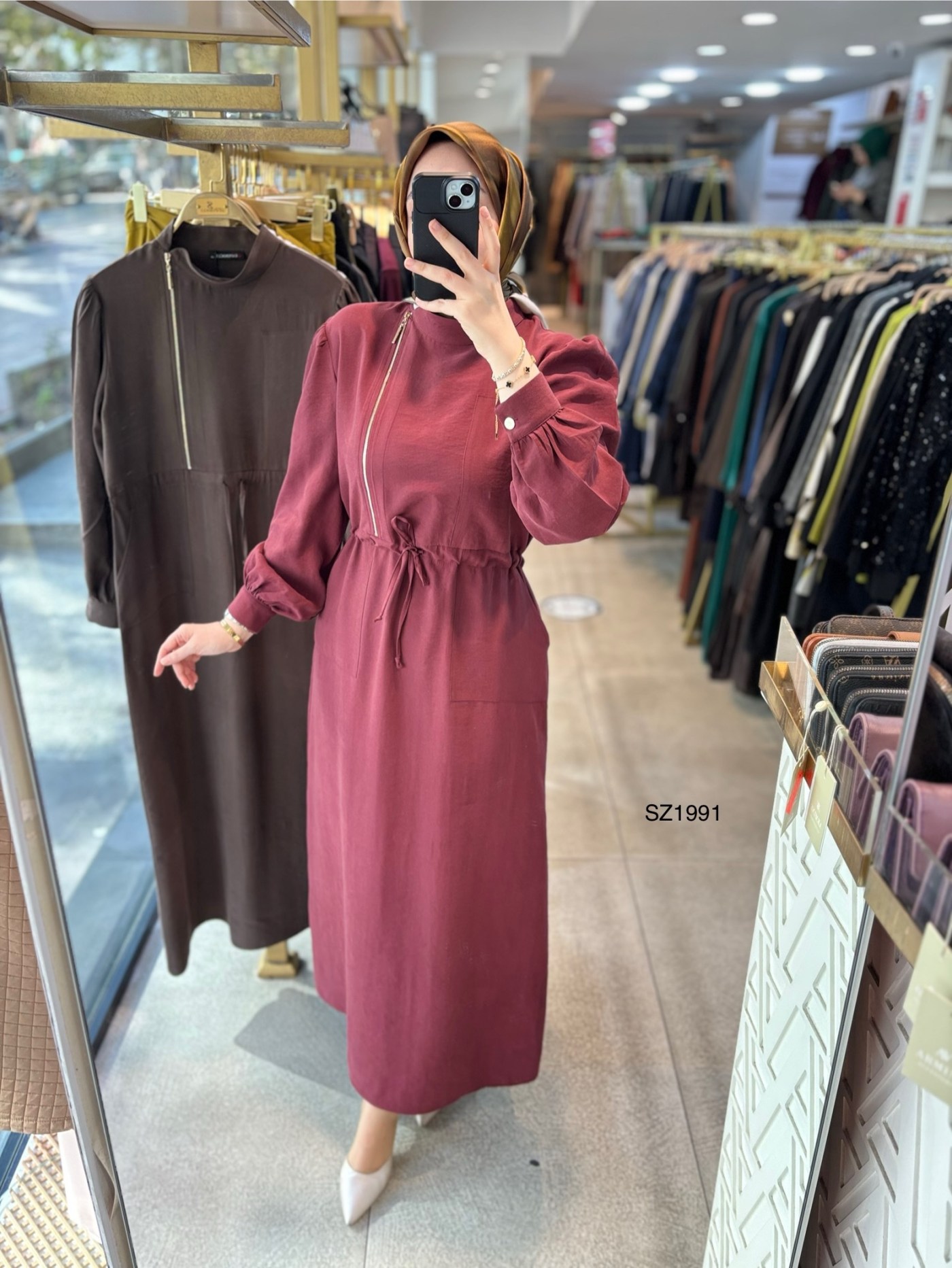 SZ1991 Fermuar Detaylı Elbise