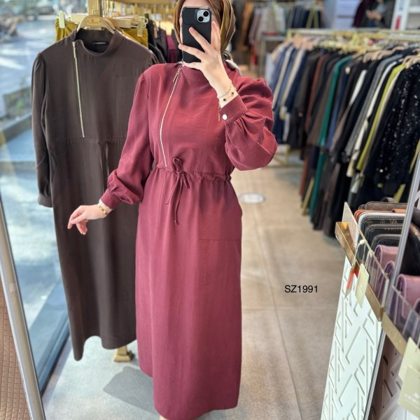 SZ1991 Fermuar Detaylı Elbise - Görsel 3