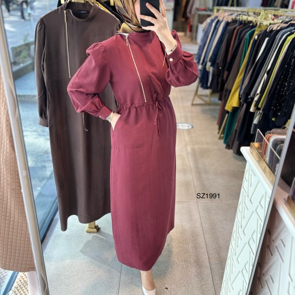 SZ1991 Fermuar Detaylı Elbise - Görsel 2