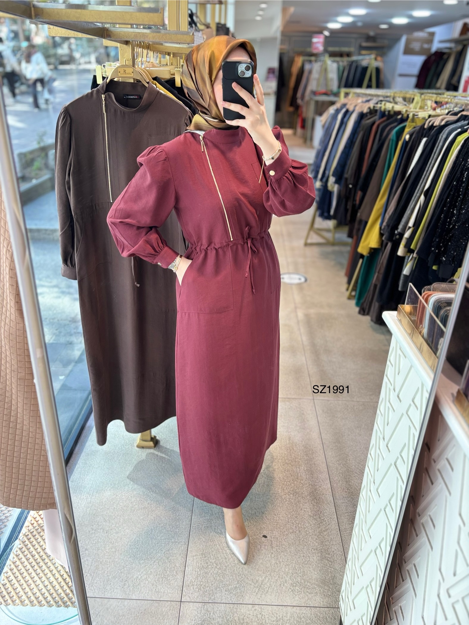 SZ1991 Fermuar Detaylı Elbise - Görsel 2