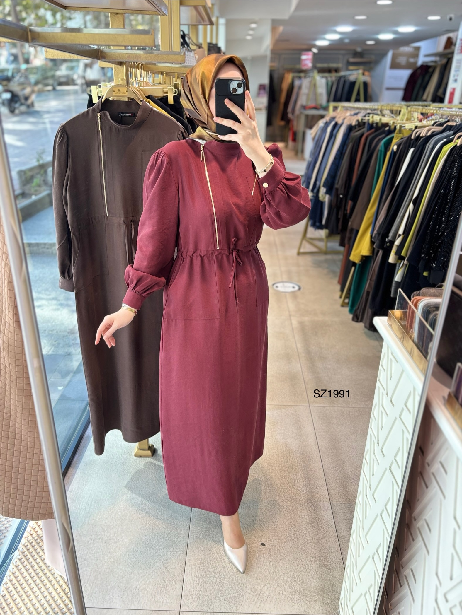 SZ1991 Fermuar Detaylı Elbise - Görsel 1