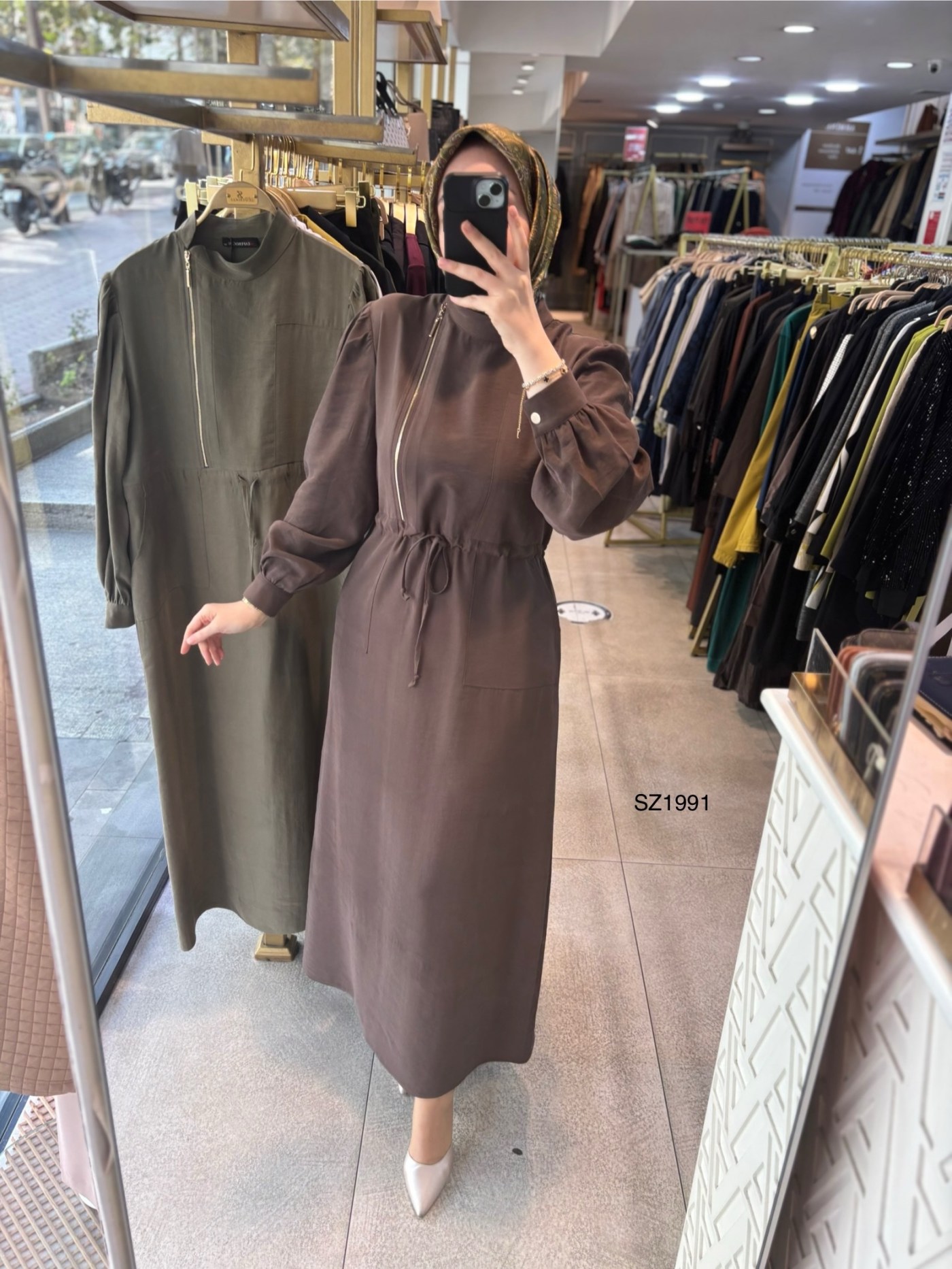 SZ1991 Fermuar Detaylı Elbise