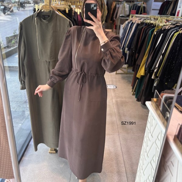 SZ1991 Fermuar Detaylı Elbise - Görsel 7