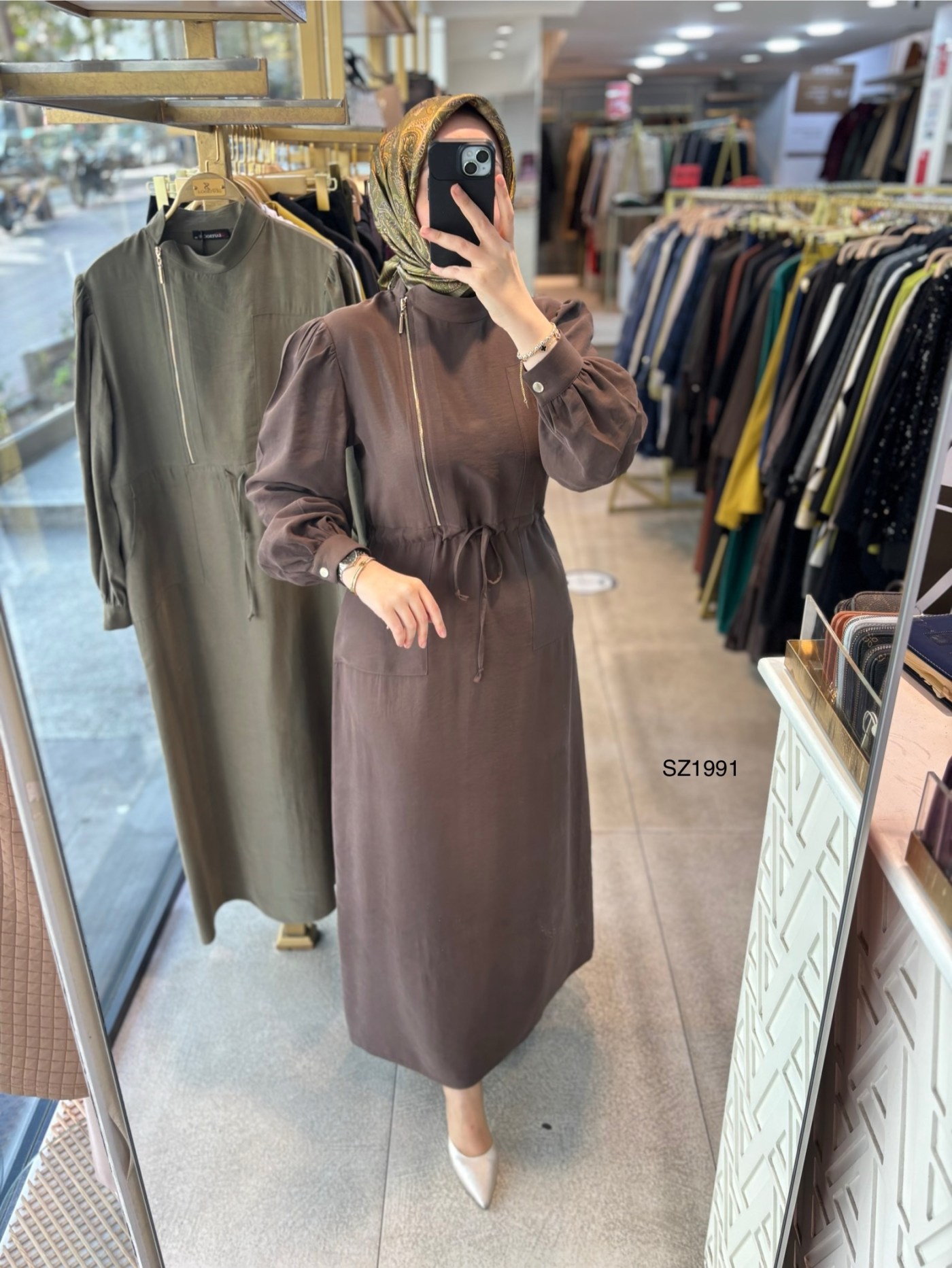 SZ1991 Fermuar Detaylı Elbise