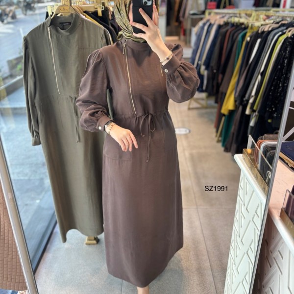 SZ1991 Fermuar Detaylı Elbise - Görsel 14