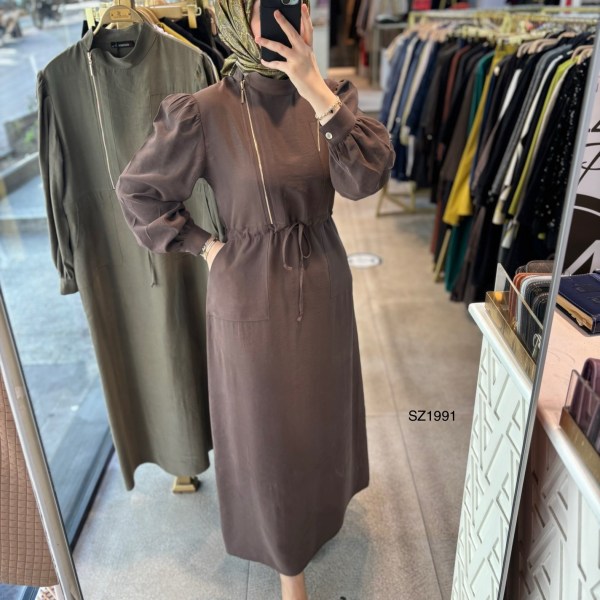 SZ1991 Fermuar Detaylı Elbise - Görsel 5