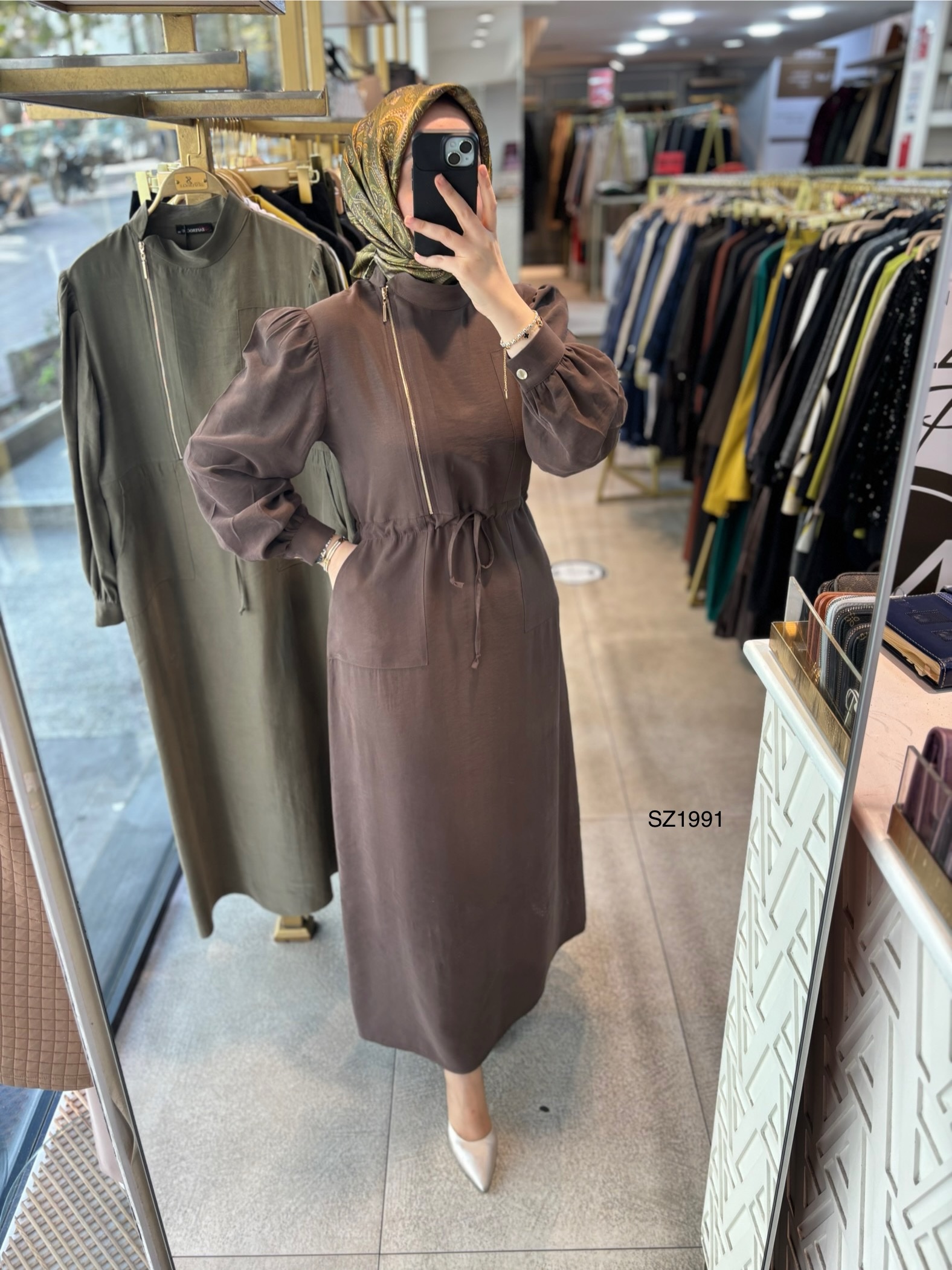 SZ1991 Fermuar Detaylı Elbise - Görsel 5