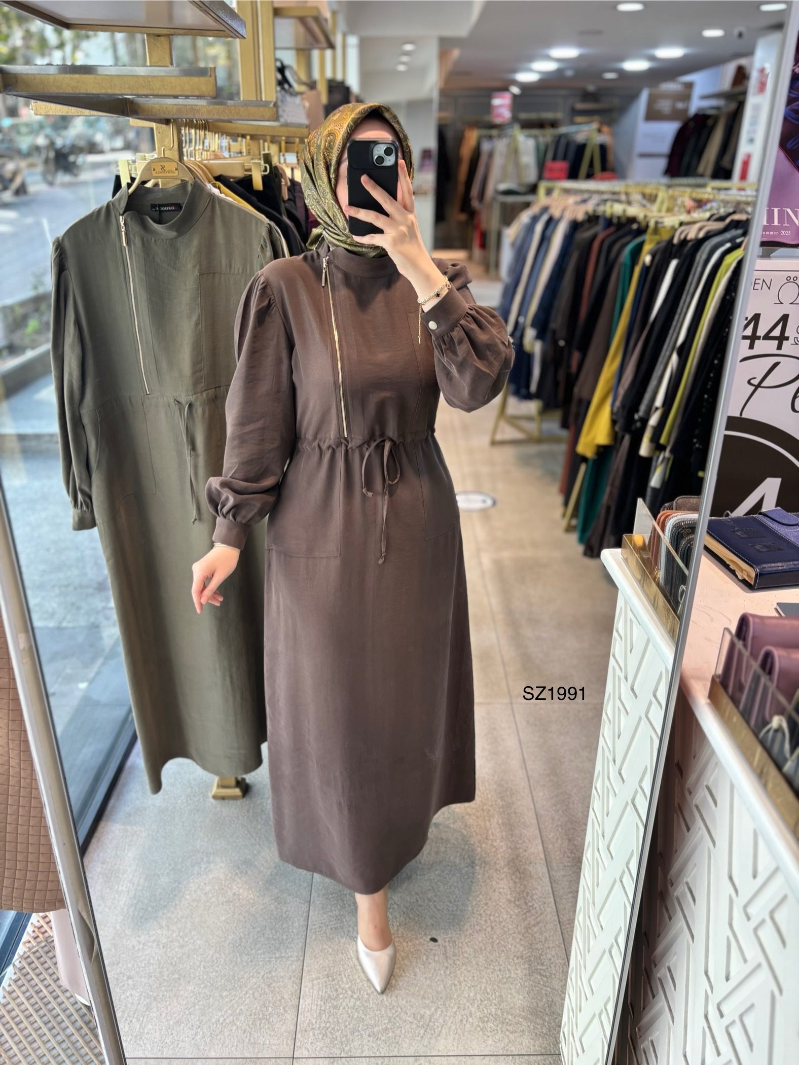 SZ1991 Fermuar Detaylı Elbise - Görsel 17