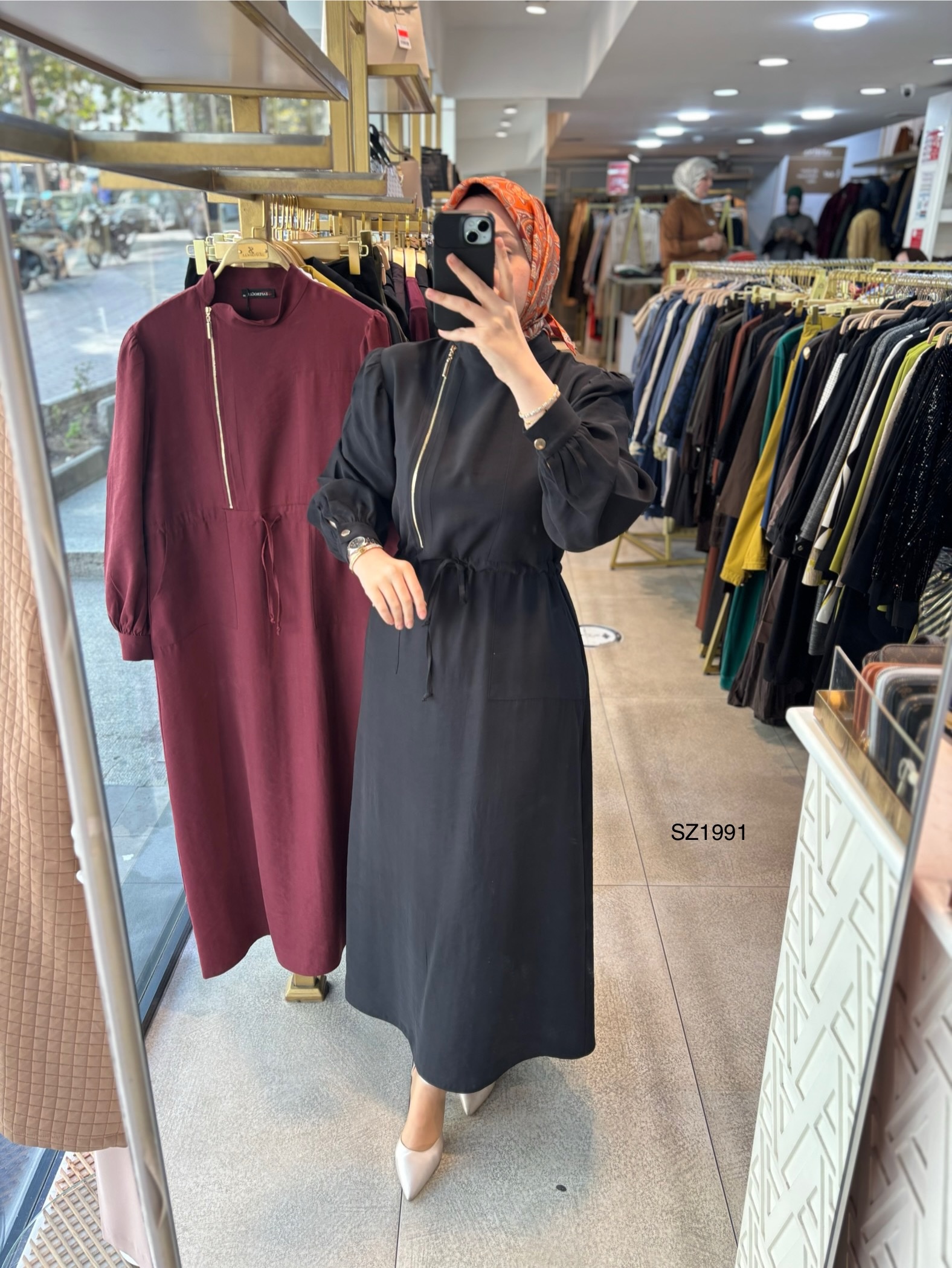 SZ1991 Fermuar Detaylı Elbise - Görsel 16