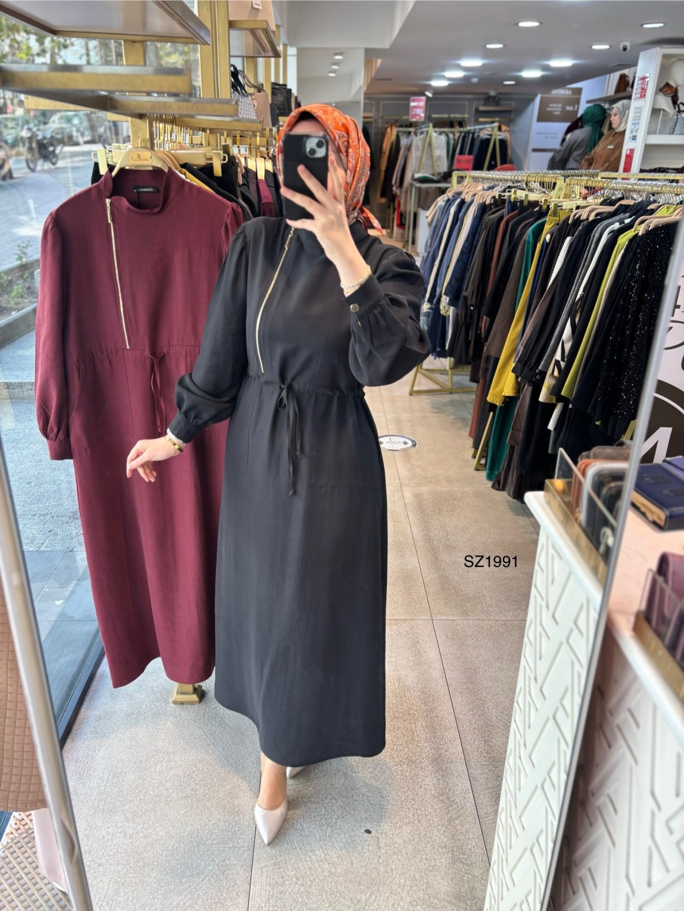SZ1991 Fermuar Detaylı Elbise