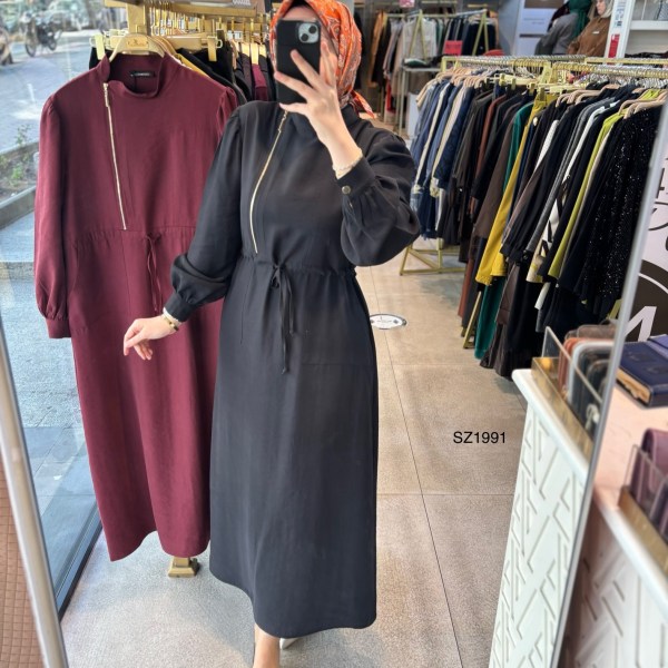 SZ1991 Fermuar Detaylı Elbise - Görsel 25